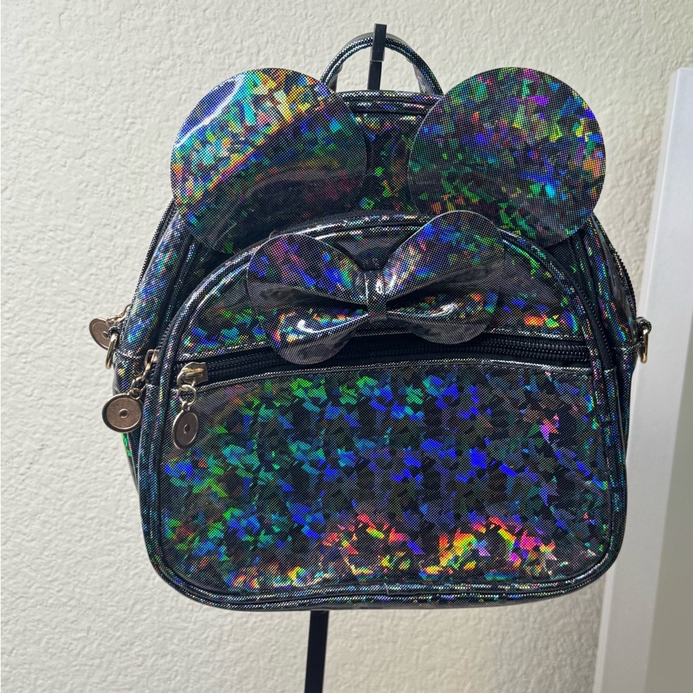 Iridescent Mini Backpack with Bow